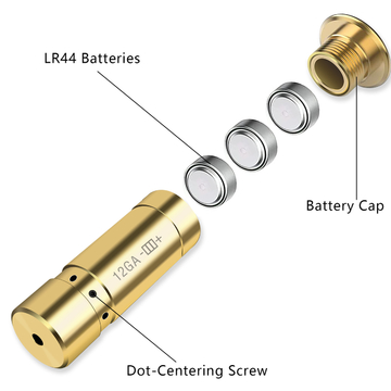 Durable 12GA Laser Boresighter 650nm Hunting Red Dot Bore Sight