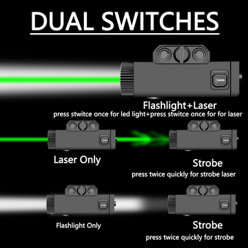 Pistol / Handgun Green Laser Beam IPX4 Waterproof 800 Lumens Flashlight