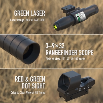 OEM / ODM Green Laser Beam Holographic Rifle Scope Combo ​4-In-1