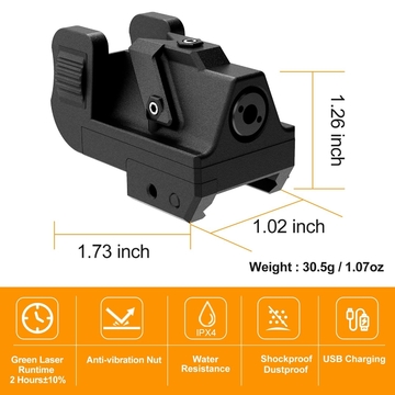 Tactical Small Green Laser Sight Picatinny Rail IPX5 Laser Sight Airsoft