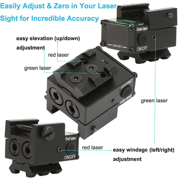 Compact Tactical Rail Laser Sight Green &amp; Red With Rechargeable USB