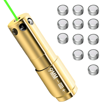 Brass Bore Sight 9mm 520nm Green Laser Boresighter With 12 Batteries