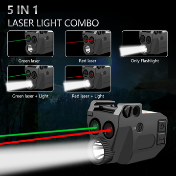 Red / Green Laser Flashlight Combo Handgun 650nm / 520nm Wavelength