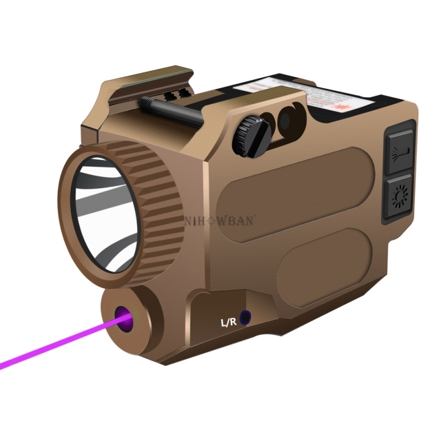 Purple Laser Flashlight Combo Picatinny Rail Mount 500 Lumen