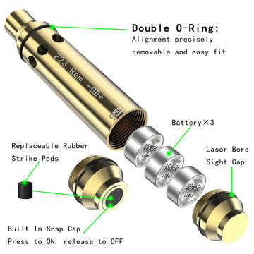 Rem 223 Laser Bore Sight Training Cartridge Dual Purpose Rubber Snap Cap