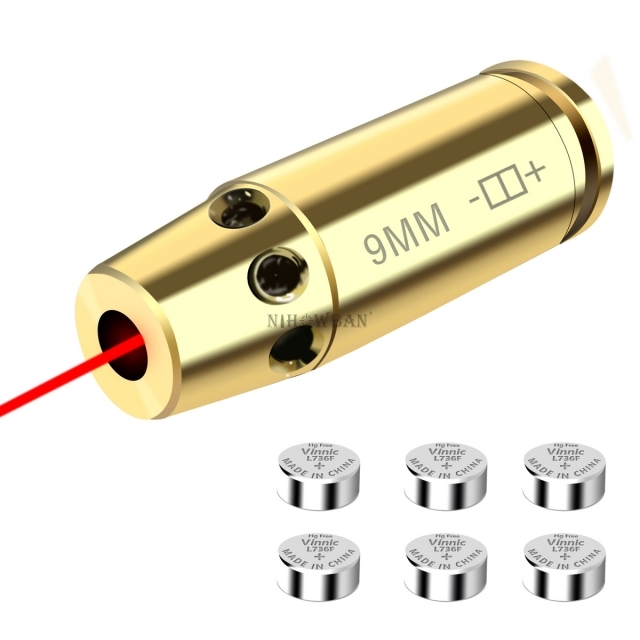 Red Laser Boresighter 9mm Brass Laser Bore Sight 9mm For Calibration