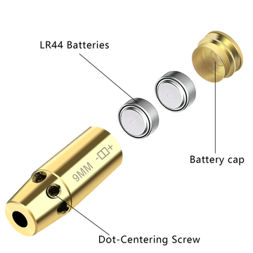 Red Laser Boresighter 9mm Brass Laser Bore Sight 9mm For Calibration