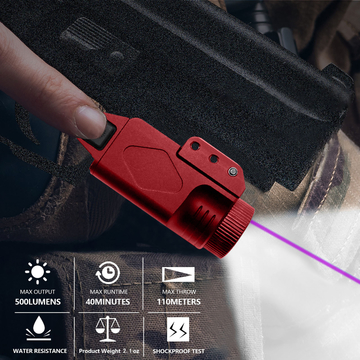 Purple 2 In 1 Shotgun Laser Sight With Tactical Flashlight 500 Lumens