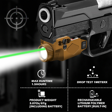 Weapon Gun Laser Sight Flashlight 500 Lumens Pistol Powerful Laser Sight